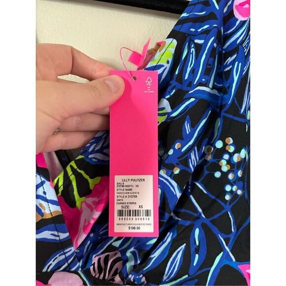 NWT Lilly Pulitzer Parigi Elbow Sleeve Midi Dress SZ XS Onyx Earned Stripes - Picture 7 of 12